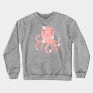 Cheerful Cute Pink Octupus Crewneck Sweatshirt